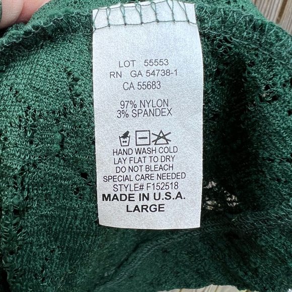 NALLIE & MILLIE Green Lace Tunic Top with Tie Women’s Large - Picture 5 of 10